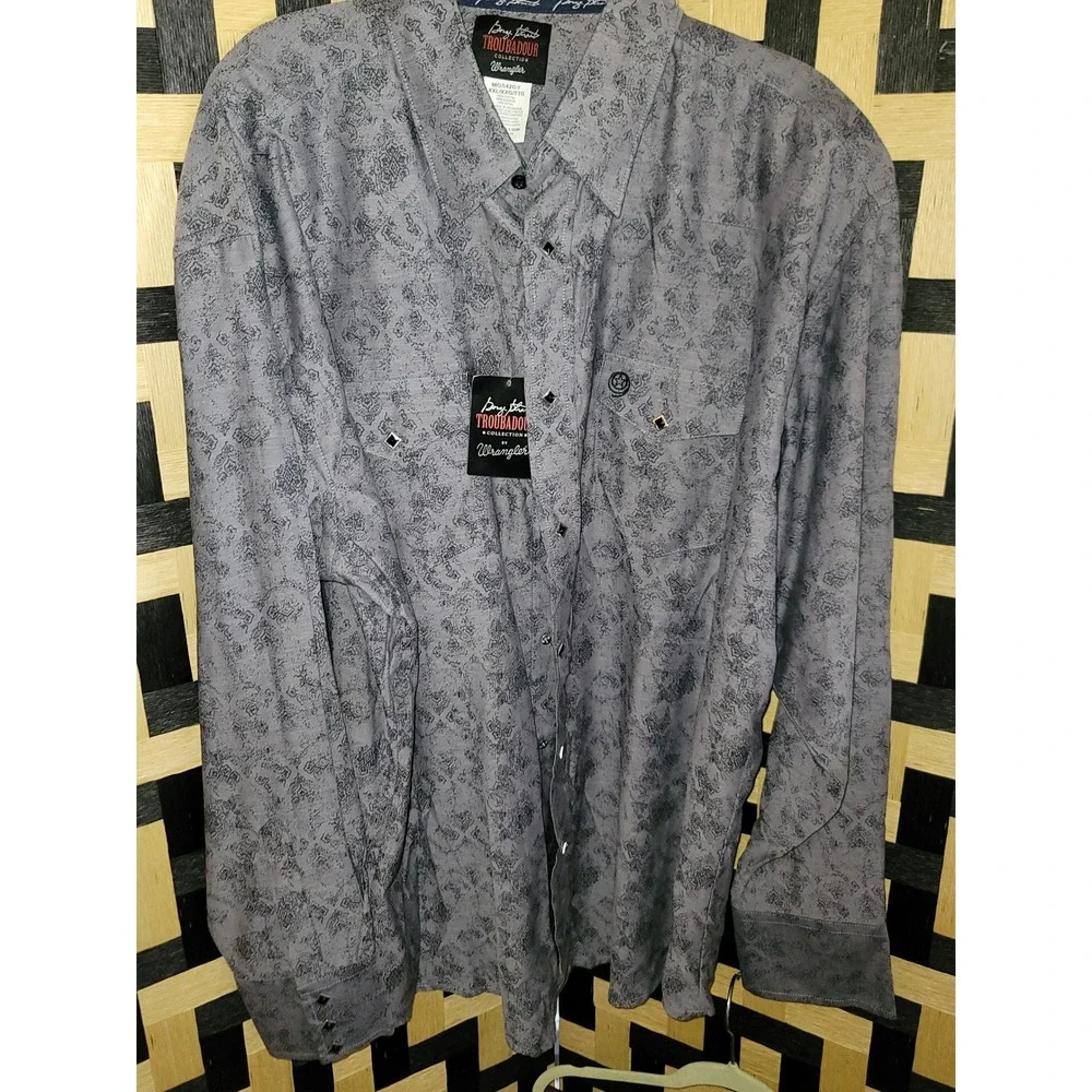 Wrangler Long Sleeve Western Shirt Troubadour Collection Gray‎ XXL